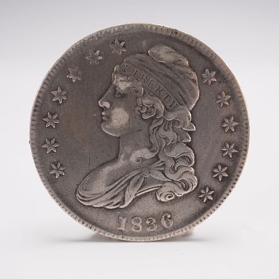 1836 Capped Bust Half Dollar. Struck in silver with a composition of .8924 silver and .1076 