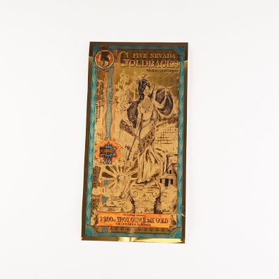 2021 Five (5) Nevada Goldbacks - Aurum Gold Foil Note (24k). This 2021 Nevada Goldback 5 