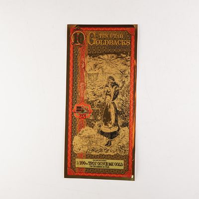 2021 Ten (10) Utah Goldbacks - Aurum Gold Foil Note (24k). 2021 Utah Goldback 10 Denomination 