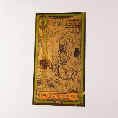 2021 One (1) New Hampshire Goldback - Aurum Gold Foil Note (24k). 2021 One (1) New Hampshire 