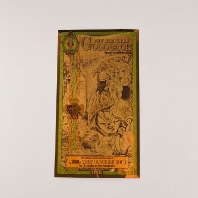 2021 One (1) New Hampshire Goldback - Aurum Gold Foil Note (24k). Brilliant 2021 One (1) New 