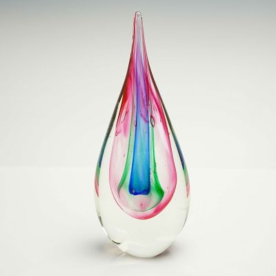 Murano Sommerso Teardrop Sculpture in the Manner of Flavio Poli. A single modern art glass 