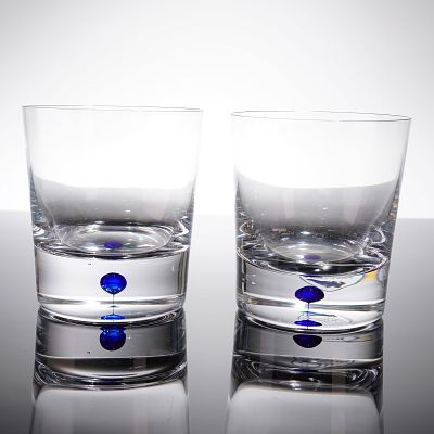 A Pair of Orrefors Intermezzo Double Old Fashioned Glasses. A pair of Orrefors Intermezzo Blue 