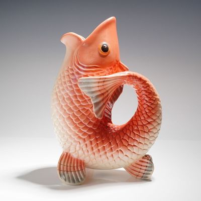Fitz and Floyd Classics Figural Coral Fish Pitcher. The vessel is modeled in the form of a 