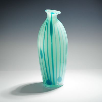 Art Glass Striped Vase. A contemporary art glass vase, executed in the style of mid-century. The 
