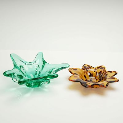 White Cristal Italian Art Glass Bowl and Freeform Glass Decorative Bowl. A pair of decorative 