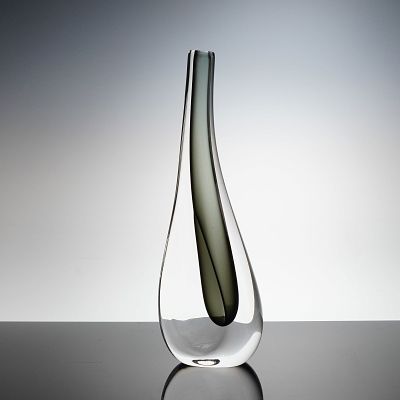 Nils Landberg for Orrefors Sommerso Glass Vase. A modern Scandinavian art glass vessel designed 