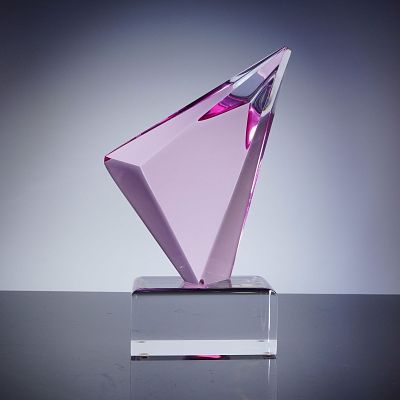 Shlomi Haziza Geometric Acrylic Sculpture. An abstract geometric sculpture executed in clear 