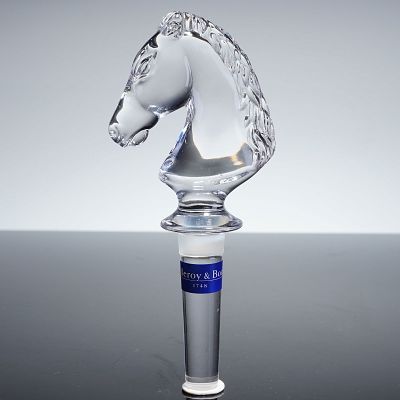 Villeroy & Boch Crystal Horse Head Bottle Stopper. The stopper is constructed from clear, highly 