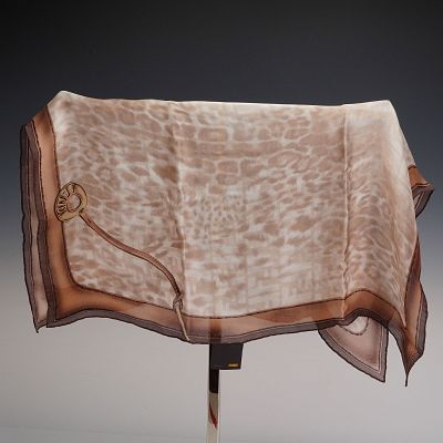 Fendi Silk Scarf with Leopard Print. A designer Fendi silk foulard scarf, presented with its 