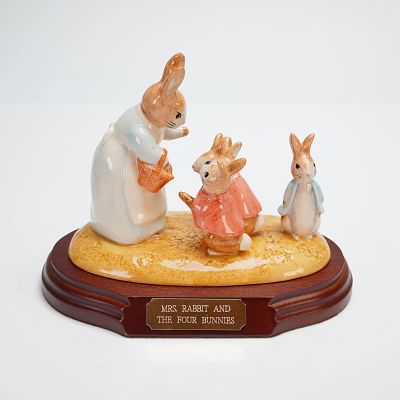 Beswick Ware Beatrix Potter's Figurine, Mrs. Rabbit and the Four Bunnies. Model number P3672. 