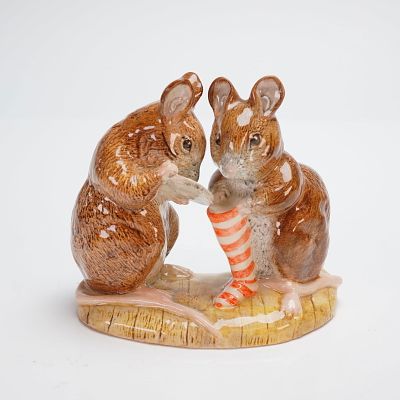 Royal Albert Beatrix Potter's Figurine, The Christmas Stocking. English porcelain figure 