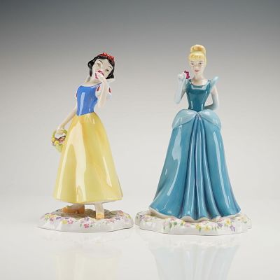 2 Royal Doulton Disney Princess Figurines, Snow White & Cinderella. Royal Doulton porcelain 