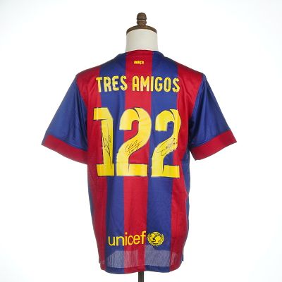 Messi, Suarez, and Neymar Jr. Signed FC Barcelona Tres Amigos 122 Jersey. This lot consists of 
