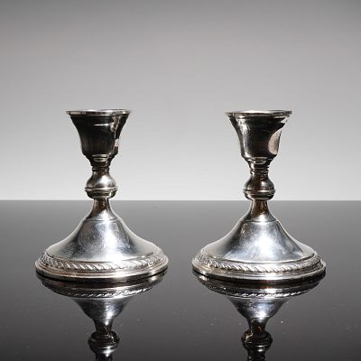 A Pair of Preisner Sterling Weighted Candlesticks Model 724. A pair of marked Preisner sterling 