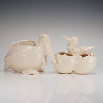 A Pair of McCoy Pottery Mid-Century Ceramic Animal Planters Pelican. A pair of 2pc. Mid-Century 