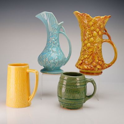 4 American Art Pottery, McCoy & Mount Clemens. A collection of four pieces (4pc) of Mid-20th 