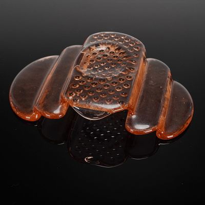 A Single Iittala Mid-Century Modern Amber Glass Candle Holder or Dish. A single decorative 