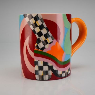 MacKenzie Childs Artist Mug by Bijou Karman. The mug features a vibrant, multi-color Postmodern 