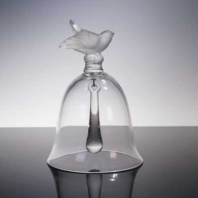 Lalique Crystal Sparrow Table Bell. This charming Lalique crystal table bell features a 