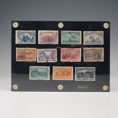 11pc 1893 Columbian Exposition Framed Stamp Set. Set of eleven 1893 Columbian Exposition stamps 