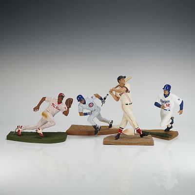 4pc TMP International Baseball Player Figurines. Four hand-painted plastic baseball action 