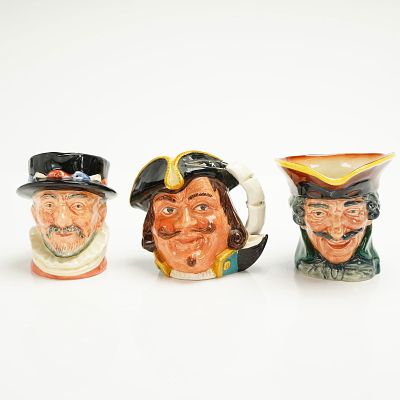 3pc Royal Doulton Small Character Jugs. A trio of Royal Doulton small Character Jugs, polychrome 