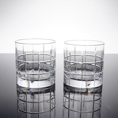 A Pair of Orrefors Street Double Old Fashioned Glasses. A pair of heavy crystal Double Old 