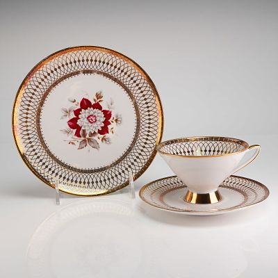 Winterling Bavaria Porcelain Trio Tea Set, Roslau. The set comprises one teacup, one saucer, and 