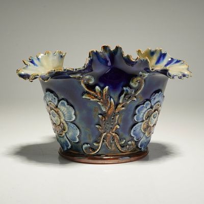 Royal Doulton Stoneware Bowl. This Royal Doulton Art Nouveau stoneware bowl features a tapering 