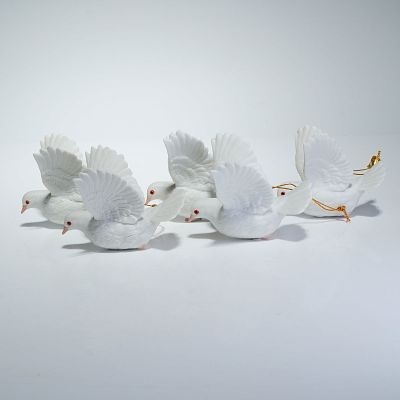 5pc Andrea by Sadek Porcelain Bisque Ornaments, White Dove. Featuring the elegant white dove 