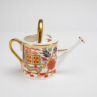 A Royal Crown Derby Bone China Figurine Miniature Imari Watering Can. A Royal Crown Derby bone 