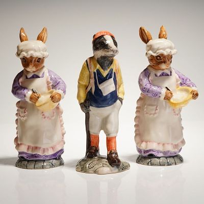 3pc Beswick English Country Folk Figurines. A collection of three glazed ceramic figurines 