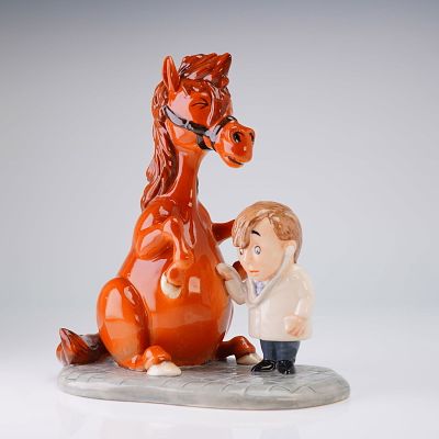 Royal Doulton Thelwell Pony Figurine, Detecting Ailments NT8. The piece depicts a humorous scene 
