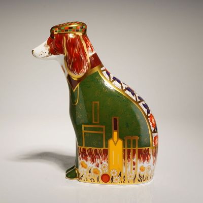 Royal Crown Derby Sinclair's English Spaniel George Figurine. A Royal Crown Derby fine bone 