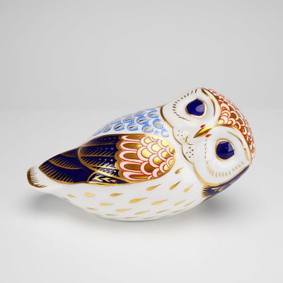 Royal Crown Derby Bone China Imari Paperweight, Owl. This piece is constructed from fine bone 