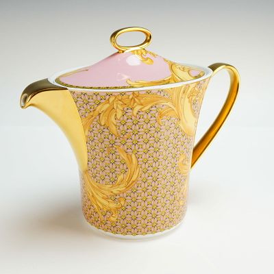 Versace Rosenthal Porcelain Lidded Teapot, Les Reves Byzantins. The vessel features a pink 