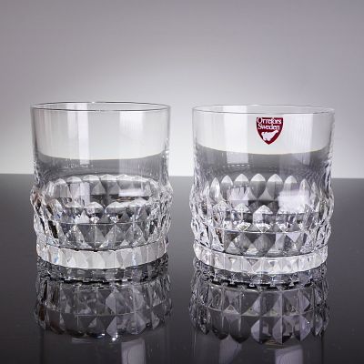 A Pair of Orrefors Silvia Crystal Flat Tumblers by Ingeborg Lundin. A pair of Orrefors crystal 
