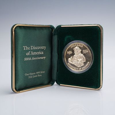 1992 Columbus 500th Anniversary The Discovery of America, 22k Gold Plated. Commemorative 