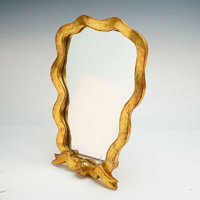 Italian Hollywood Regency Gilt Wood Table Mirror. This mid-20th century Italian Hollywood 