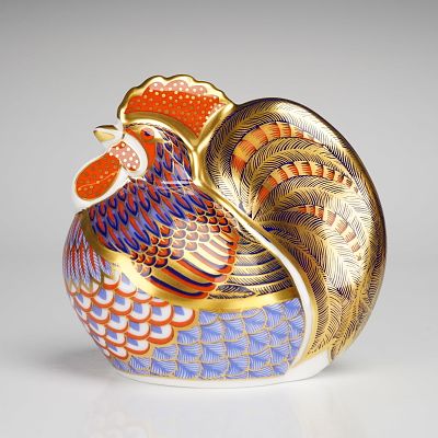 Royal Crown Derby Paperweight, Imari Cockerel. A Royal Crown Derby fine bone china paperweight 