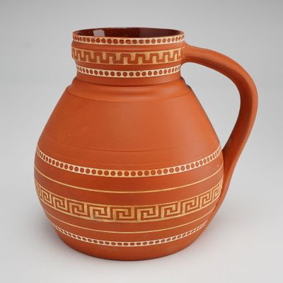 Wedgwood Rosso Antico Red Terracotta Stoneware Pitcher. A Victorian-era Neo-Grec terracotta 