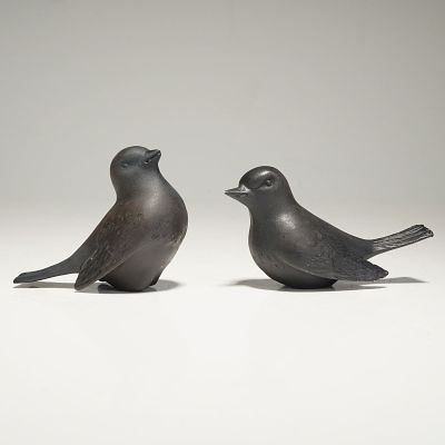Two Wedgwood Black Basalt Bird Figurines. Two Wedgwood black basalt bird figurines. These 