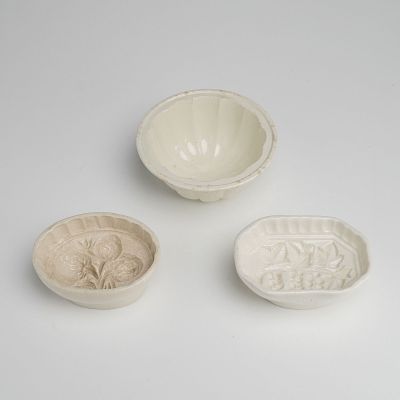 Three Wedgwood Staffordshire Creamware Jelly Molds. A trio of Wedgwood Staffordshire creamware 