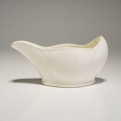 Wedgwood White Glazed Ceramic Pap Boat. A Wedgwood white glazed ceramic small pouring vessel 