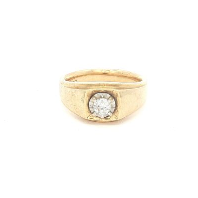 14K Yellow Gold & Diamond Bezel Set Ring. Crafted from 14K yellow gold, this ring features a 