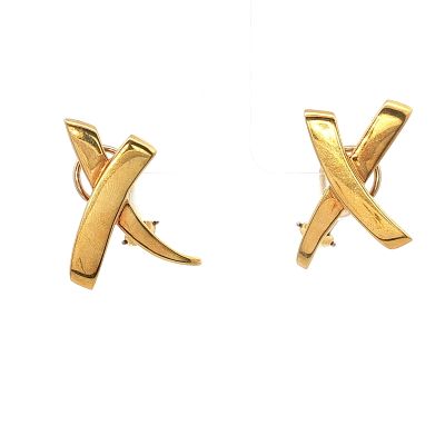 Pair of 18K Gold Tiffany & Co Paloma Picasso X Earrings. Pair of Tiffany &amp; Co Paloma Picasso 