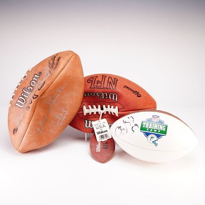 Don Shula, Earl Morrall, and Dan Marino Signed Wilson Footballs, 3pc Collection, Unauthenticated. 