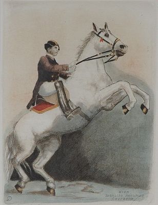 Style of Joseph Plank (Austrian 1894-1977), Hand-Colored Engraving, Signed. A finely executed 