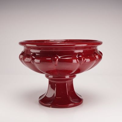 Princess House Pavillion Pattern Opaque Red Glass Pedestal Bowl. An opaque red glass pedestal 